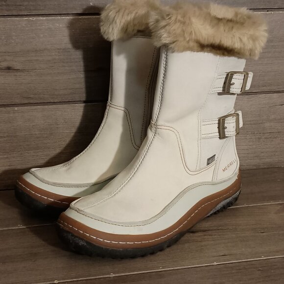 Merrell Decora Chant Women Snow Boots J48428 Size 8.5 White Faux Leather - Picture 8 of 16